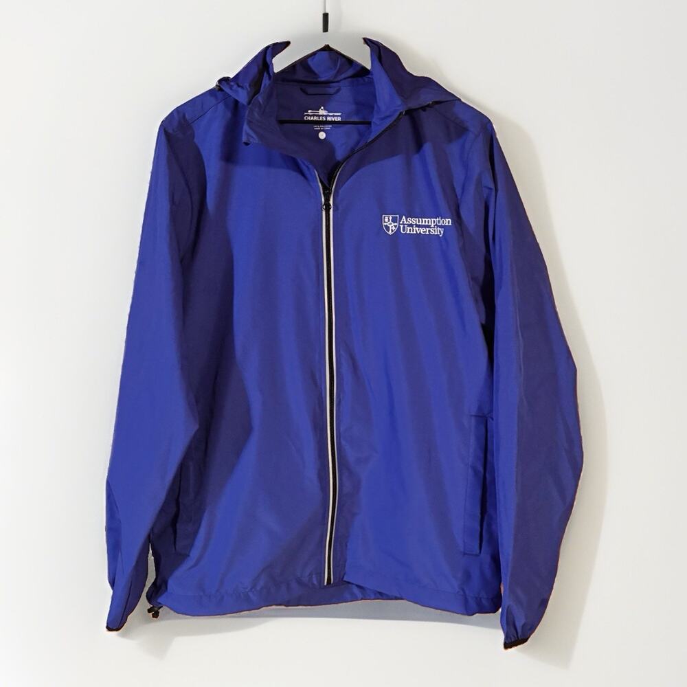 Assumption College Windbreaker Mens Medium Blue Full Zip Jacket